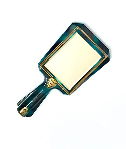 Austrian blue deco mirror compact