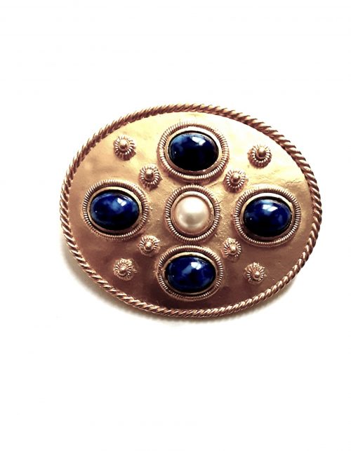 Sphinx blue stone brooch