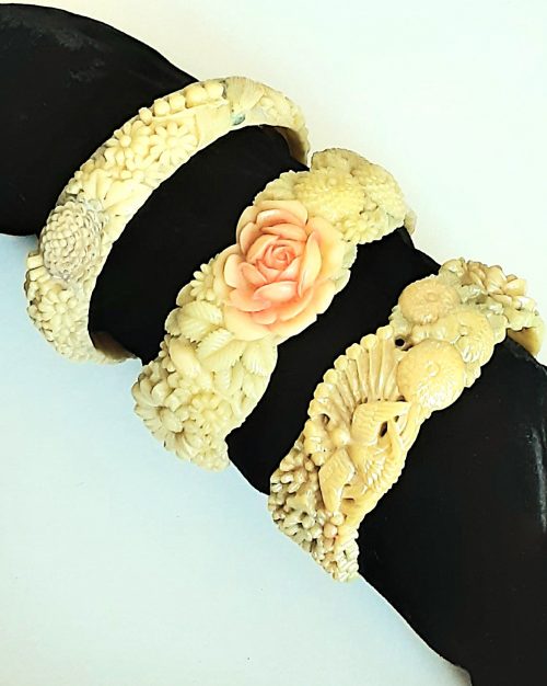 3 celluloid flower bangles