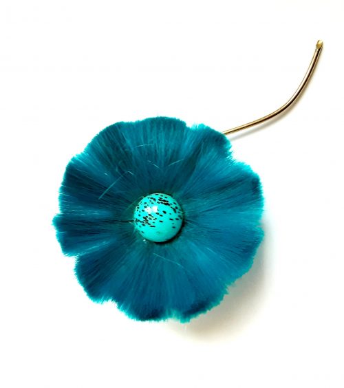 Hattie Carnegie blue flower brooch