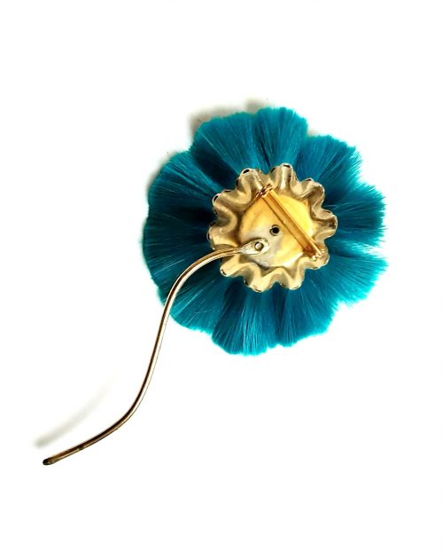 Hattie Carnegie blue flower brooch back