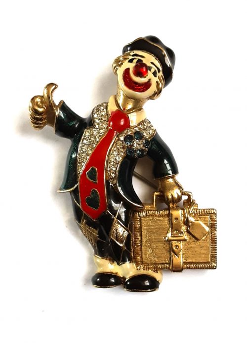 Mazer clown luggage brooch